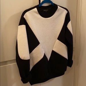 Whitney Eve Black & White textured waffle sweater